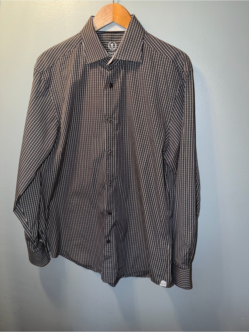 Bugatchi Black and White Micro-Check Dress Shirt
